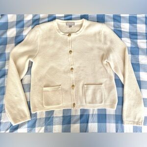 Jcrew Emile M Cream Cardigan with Gold Buttons